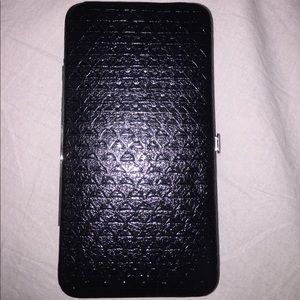 Hard case black faux leather cardholder/ wallet